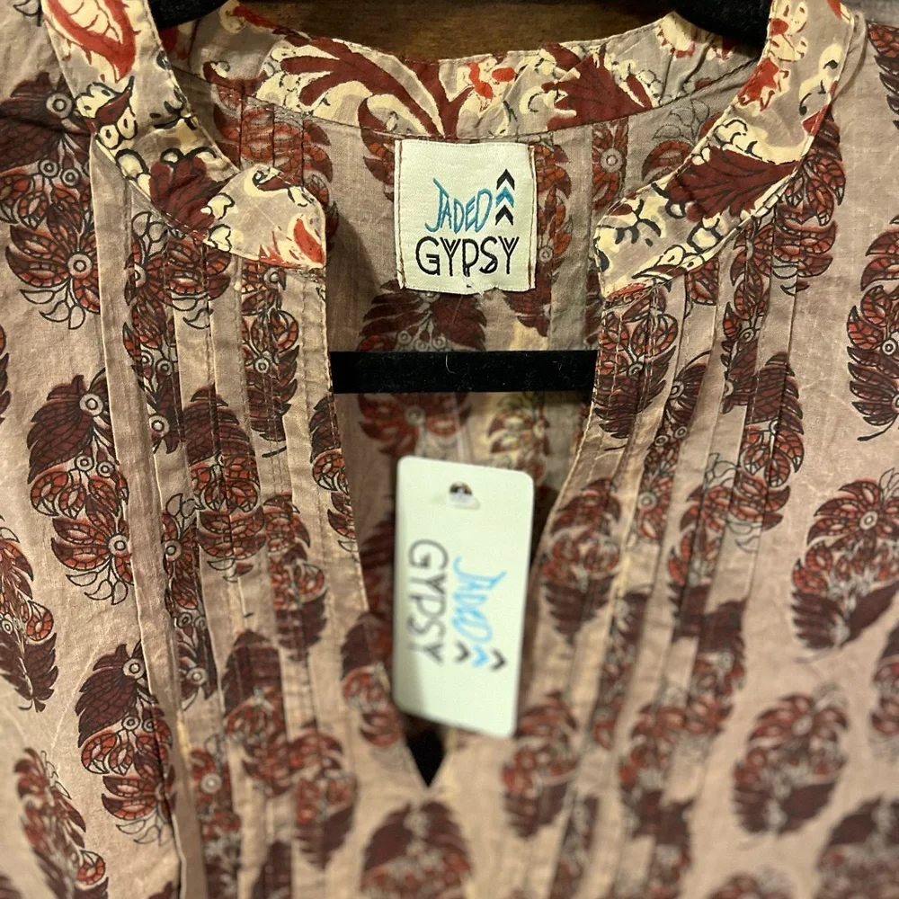 Jaded Gypsy Victoria Distress Printed Cotton Popover Tunic - Picture 2 of 4